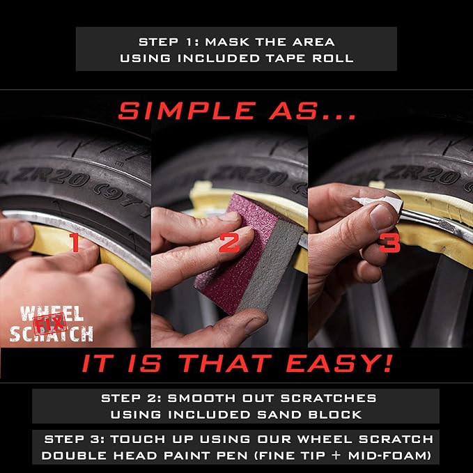 Black Gloss Rim Touch Up Paint Pen, Car Wheel Scratch Repair, Curb Rash Repair - Image 6