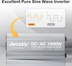 2AC 1000W Pure Sine Wave Inverter, Convert DC 12V to AC 110V 120V, 18W USB - Image 3