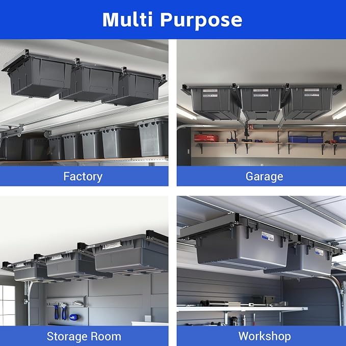 6 Pack Overhead Storage Bin Rack, Ceiling Racks - Image 2