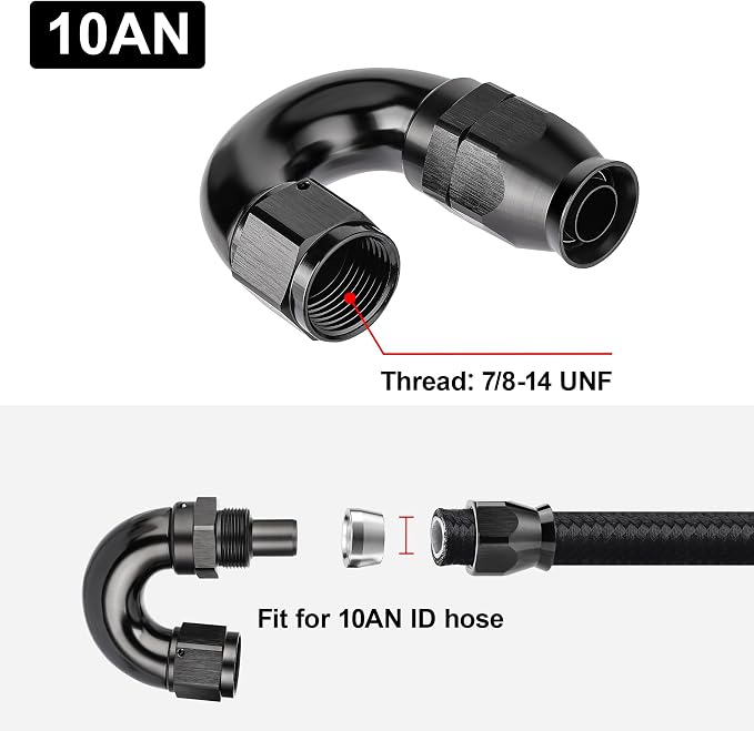 EVIL ENERGY 10AN 180 Degree PTFE One Piece Full Flow End Hose Fitting Aluminum - Image 4