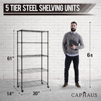 CAPHAUS 3/4/5-Tier Adjustable Height Wire Shelving Unit, Wire Rack Shelving - Image 3
