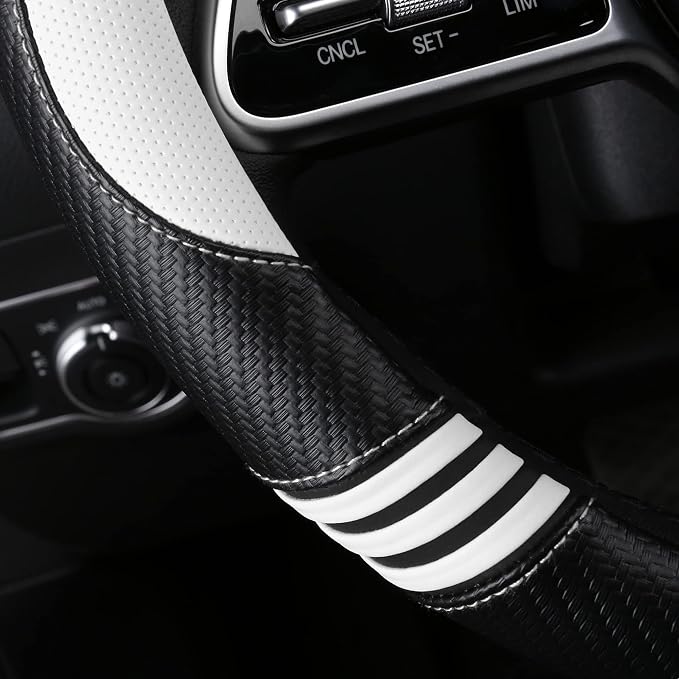 Car Steering Wheel Covers for Women Girl Padded Carbon Fiber PU Leather Cute - Image 4