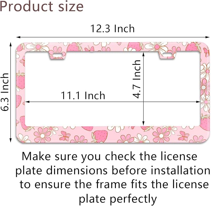 Flowers License Plate Frame Car Universal Stainless Steel Accessories - Image 3