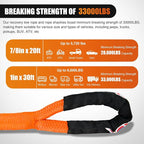 Nilight Kinetic Recovery Rope 33000 LBS 1" x 30ft Snatch Strap Heavy Duty - Image 5