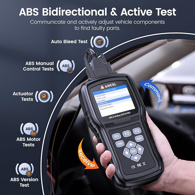 ANCEL AD610 Pro ABS SRS OBD2 Scanner, ABS Bleeding, SAS Calibration, Oil Reset - Image 6