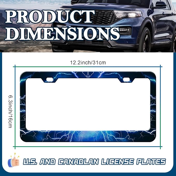 Blue Lightning License Plate Frames - Image 2