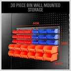 HORUSDY Wall Mounted Storage Bins Parts Rack 30PC Organizer Garage Plastic Shop - Image 9