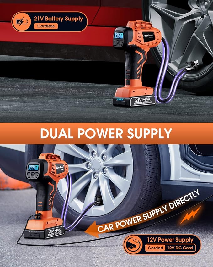Tire Inflator Air Compressor, 21V Cordless Car Tire Pump - Image 3