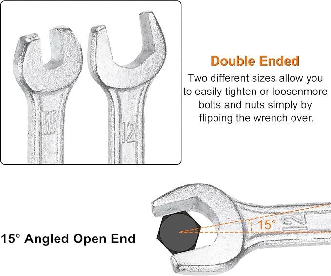 HARFINGTON 2pcs Double Open End Wrench 12mm x 13mm Metric 15 Degree Offset - Image 5