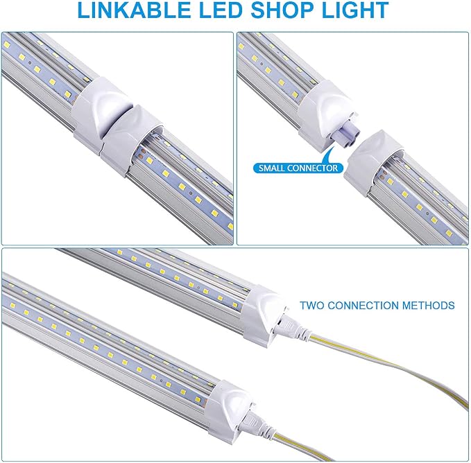 25 Pack, Led Shop Lights, 8FT Led Shop Light, 100W 6000K 15000LM Clear White - Image 3