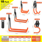 18 Pack Heavy Duty Garage Hooks, Utility Wall Mounted Storage System, - Image 3