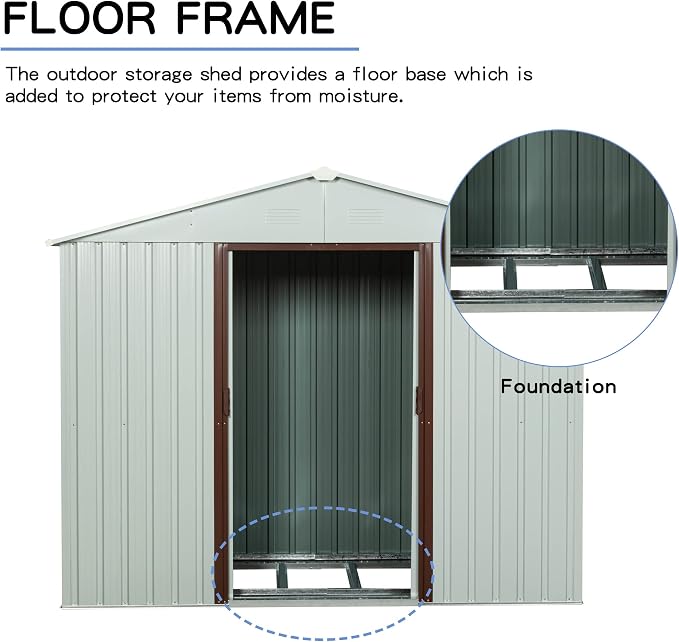 6x5 FT Outdoor Storage Shed, Metal Garden Shed - Image 4