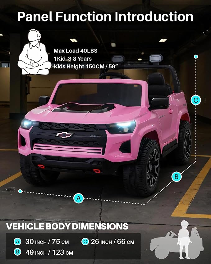 Joywhale 24V Ride on Truck 4WD Kids Electric Vehicle Licensed Chevorlet Ride on - Image 8