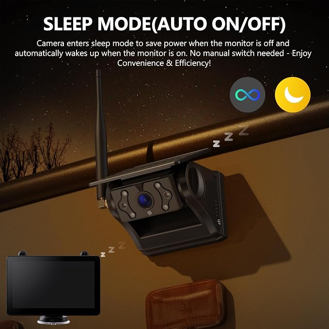 Magnetic Solar Wireless RV Backup Camera, 1080P 7" Touchscreen IPS Monitor & - Image 4