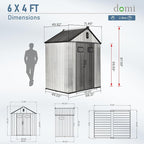 Domi 6x4 FT Outdoor Resin Storage Shed, All-Weather Double-Wall Storage Building - Image 3