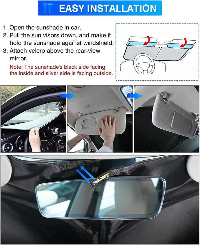 KUST Windshield Sun Shade for Chevy Volt 2016–2019 Window Shade Sun Visor Cover - Image 6