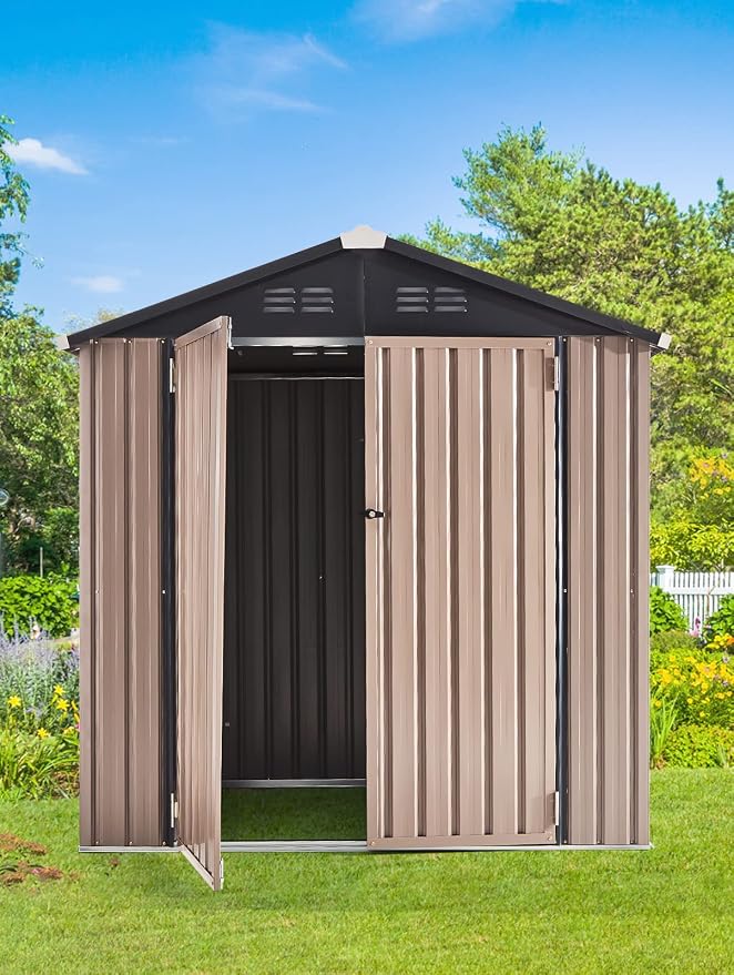 AECOJOY 6' x 6' Outdoor Storage Shed, Metal Shed - Image 2