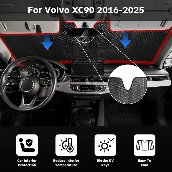 Windshield Sun Shade for Volvo XC90 2016-2025 - Image 2