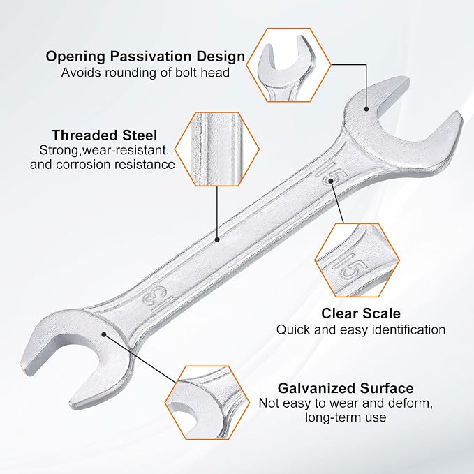 HARFINGTON Double Open End Wrench 13mm x 15mm Metric 15 Degree Offset Angle - Image 4