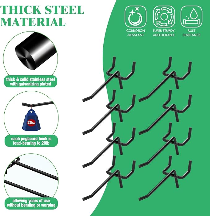 50Pcs 2"/5CM Pegboard Hooks Assortment Set, Metal Peg Board Hooks - Image 3