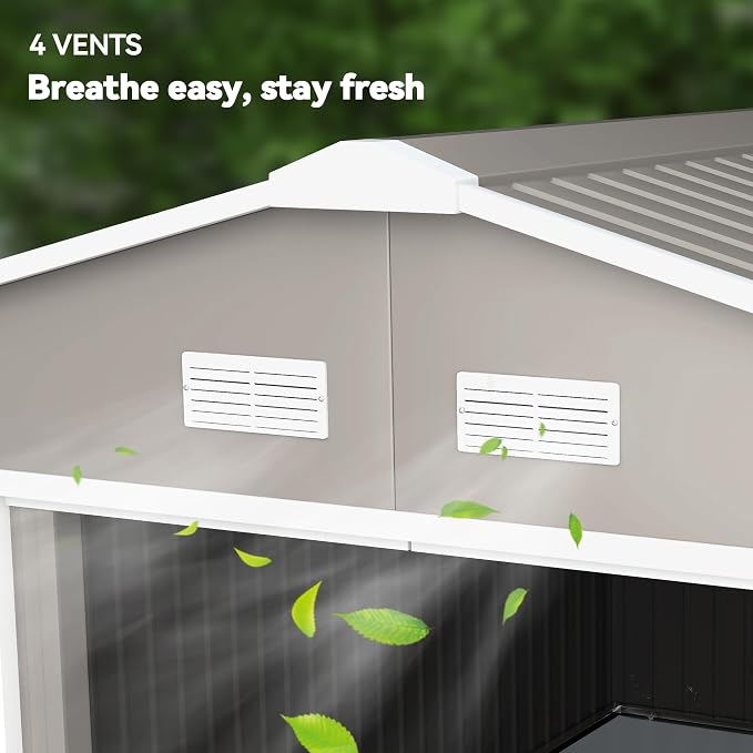Outsunny 11' x 13' Outdoor Storage Shed, Garden Tool Metal Shed - Image 8