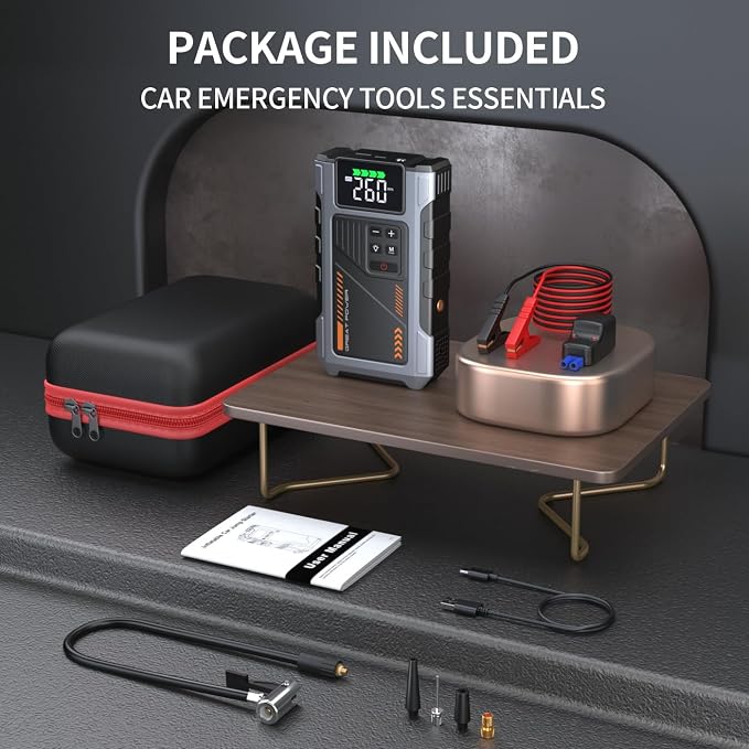 Portable Jump Starter with Air Compressor 4000A Peak with 150PSI Tire Inflator - Image 7