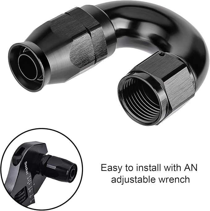 EVIL ENERGY 12AN 180 Degree PTFE One Piece Full Flow End Hose Fitting Aluminum - Image 6