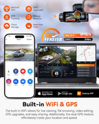 Vantrue N2X 2.7K Uber Dash Cam Front and Inside, 5G WiFi Dual Dash Camera - Image 4