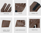 Full Finger Leather Motorcycle Gloves - Image 3