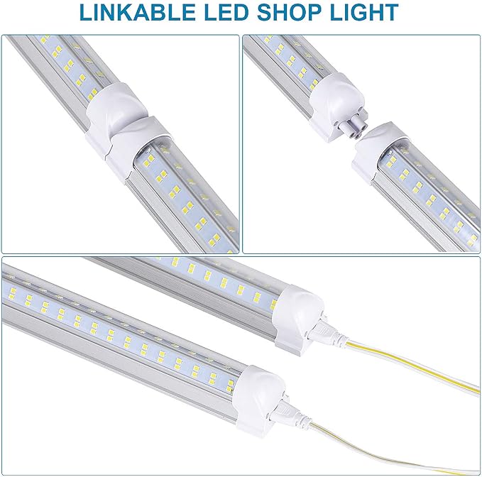 4 Pack, Led Shop Lights, 8FT Led Shop Light, 144W 6000K 19500LM Clear White - Image 4