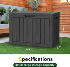 45 Gallon Resin Deck Box, Waterproof Outdoor Storage Bin - Image 2