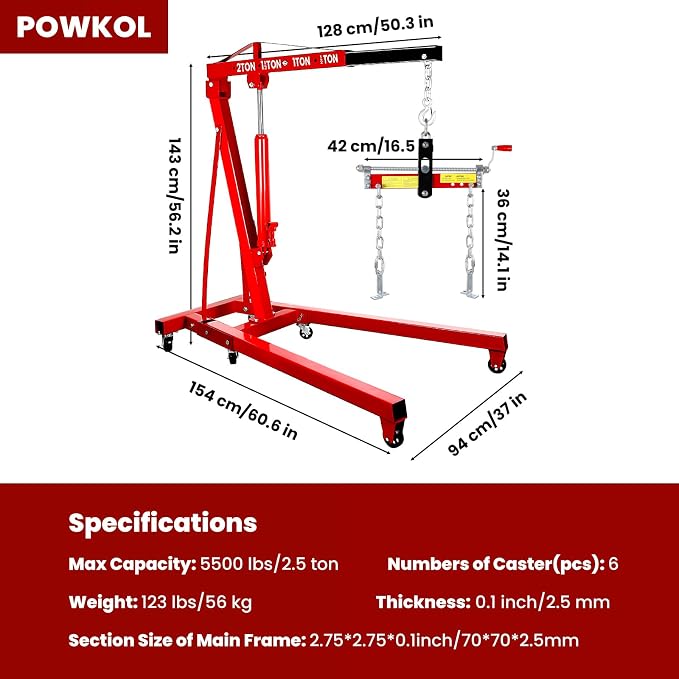 5500 Lbs Folding Engine Hoist Cherry Picker, 2.5 Ton Engine Hoist - Image 7