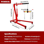 5500 Lbs Folding Engine Hoist Cherry Picker, 2.5 Ton Engine Hoist - Image 7