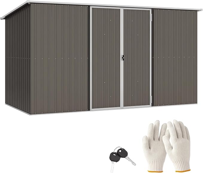 Outsunny 11' x 6' Outdoor Storage Shed, Galvanized Metal Utility Garden Tool - Image 9