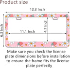 Pink Strawberry Floral License Plate Frame Stainless Steel License Plate Frames - Image 3