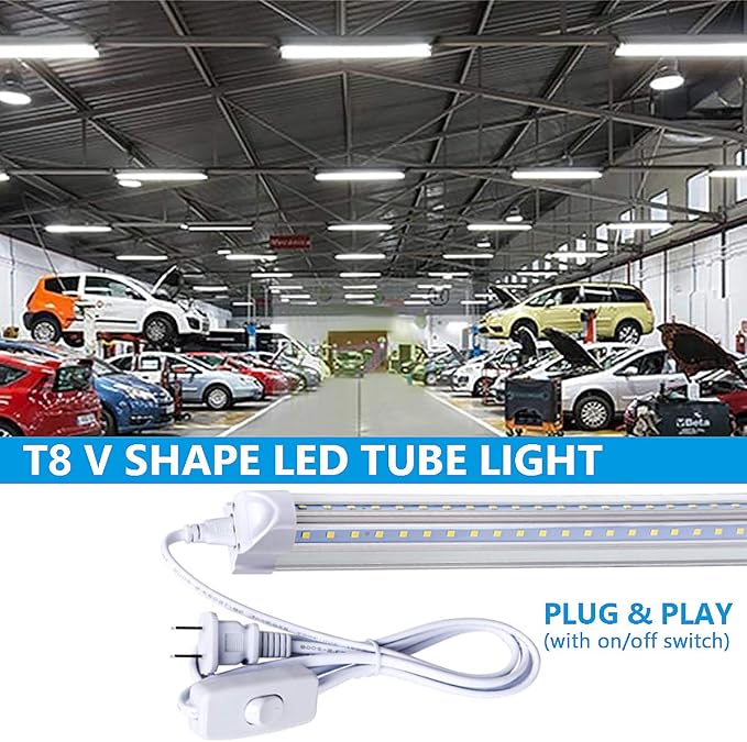 4 Pack, Led Shop Lights, 8FT Led Shop Light, 100W 6000K 15000LM Clear White - Image 6