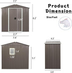 8 x 4 FT Outdoor Storage Shed, Large Metal Utility Garden Shed - Image 6