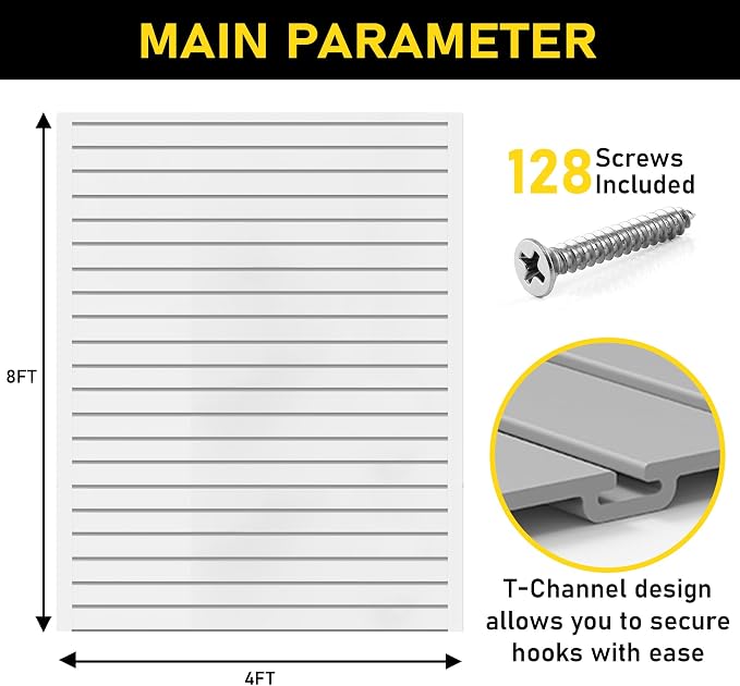 Heavy Duty 8x4 PVC Garage Slatwall Storage System - Image 7