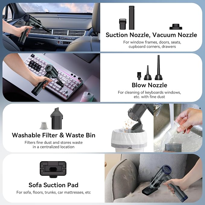Car Vacuum Portable Cordless, Mini Handheld Vacuum Cleaner - Image 3