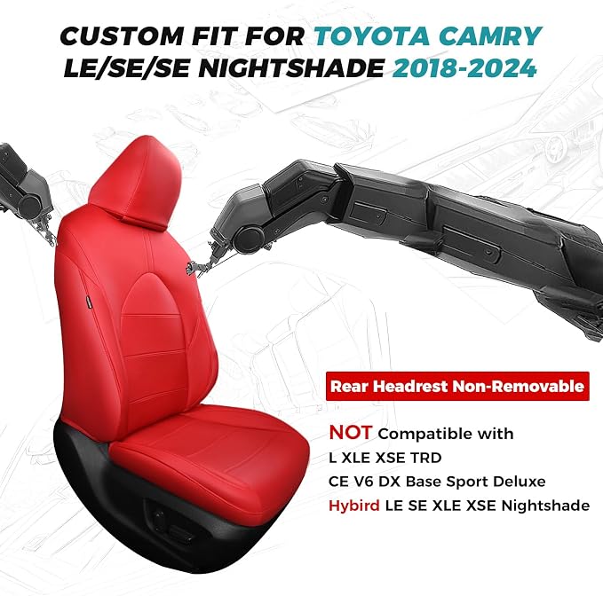 for Toyota Camry Seat Covers LE SE SE Nightshade 2018 2019 2020 2021 2022 2023 - Image 2