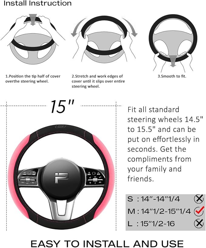 Skechers Pink Steering Wheel Cover, Memory Foam Car Steering Wheel Cover - Image 7