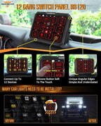 Auxbeam 12 Gang Switch Panel RB120 Toggle Momentary Pulsed RGB Dimmable Switch - Image 2