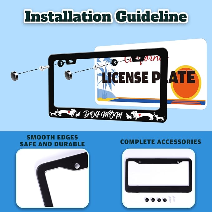 Dog Mom License Plate Frame Cute Animal License Plate Holder - Image 4