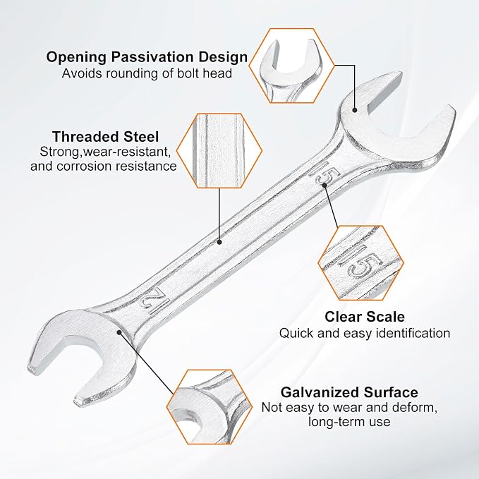 HARFINGTON 5pcs Double Open End Wrench 12mm x 15mm Metric 15 Degree Offset - Image 4