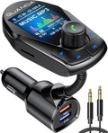 Bluetooth FM Transmitter in-Car Wireless Radio Adapter Kit W 1.8" Color Display by GUANDATECHNOLOGIESCOLTD