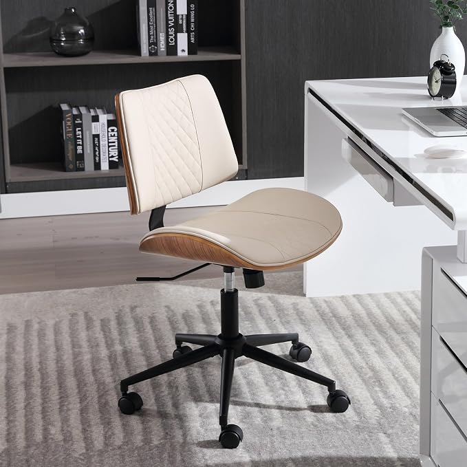 Home Office Chair No Arms with Wheels, Adjustable Height Small Desk Chair - Image 4