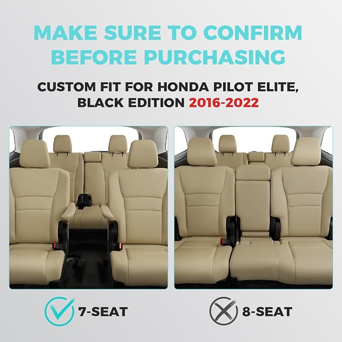 for Honda Pilot Seat Covers, Car Seat Protectors Full Set Custom Fit Pilot Elite - Image 2