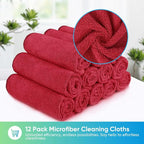 HOMEXCEL Red Microfiber Cleaning Cloth, 12 Pack Premium Microfiber Towels - Image 6