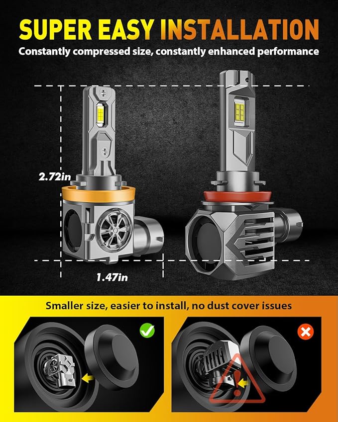 Latest H11/H9 Bulbs, 000LM 900% Ultra-Brightness, Real 1:1 Halogen Mini Size - Image 5