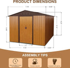 8x10 FT Outdoor Storage Shed, Metal Garden Shed - Image 5